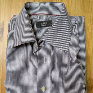 Eton Classic Mens Size 42 16.5 Striped Long Sleeve Button Dress Shirt